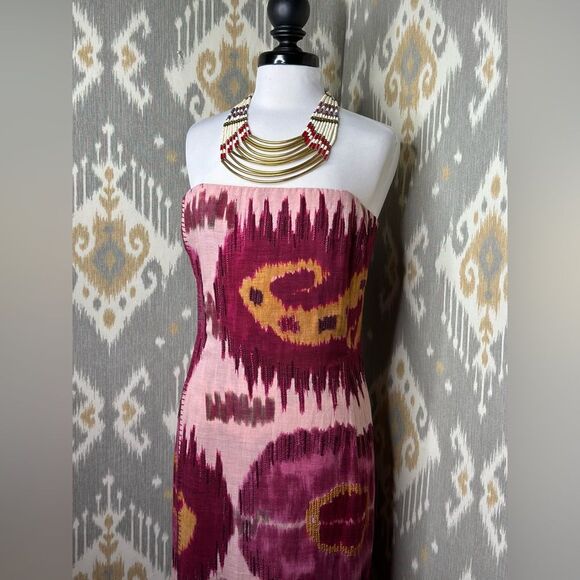 Ralph Lauren Collection Spring 2022 Darya Ikat Embellished Linen Voile Dress - Picture 10 of 16